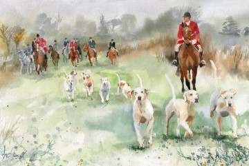 watercolor of Hunt Covering Ground Oil Paintings
